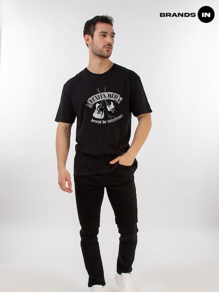 Brands In Black Status Quo Accept No Substitute Men Music T-Shirt (AG4918) | £26