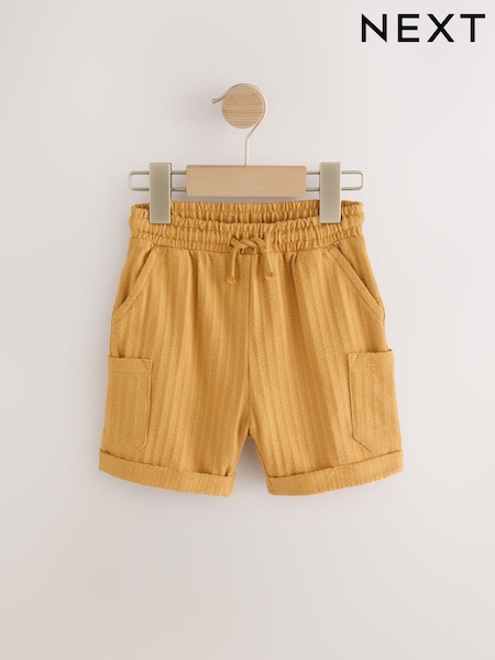 Ochre Yellow Lightweight Textured Jersey Shorts (3mths-7yrs) (AG4931) | £6 - £8