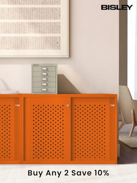 Bisley Orange Glide Cabinet with Sliding Door Medium Wide (AG4970) | £685