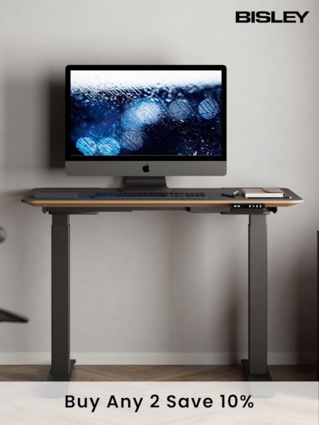 Bisley Black Adjustable Height Desk With Perfect Sense Standard Desktop (AG4971) | £645