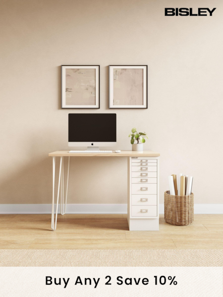 Bisley White MultiDesk With Filing Standard Cabinet (AG4982) | £445