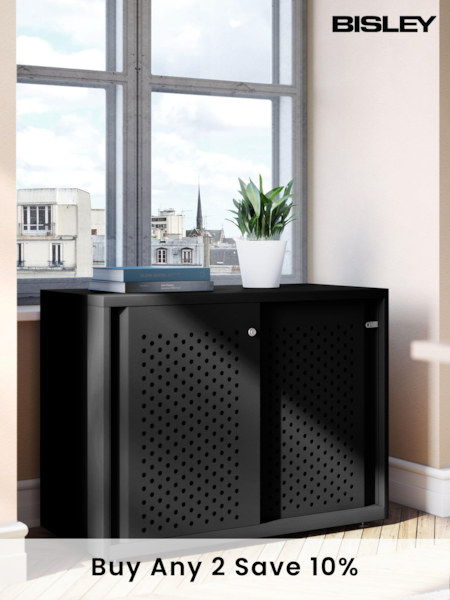 Bisley Black Glide Cabinet with Sliding Door Medium Wide (AG4989) | £685