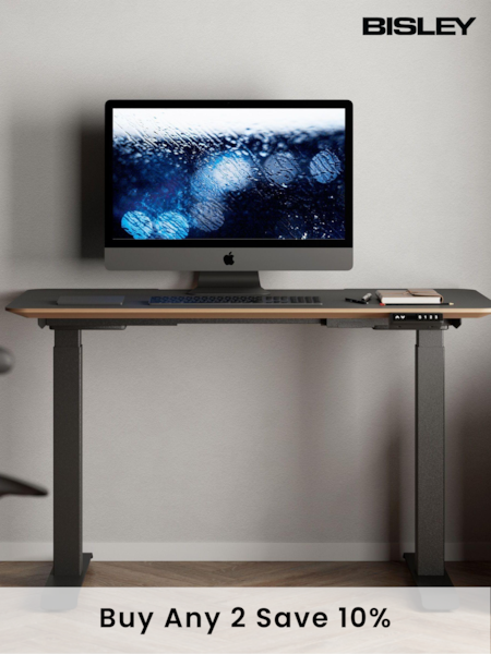 Bisley Black Adjustable Height Desk With Perfect Sense Large Desktop (AG4996) | £695