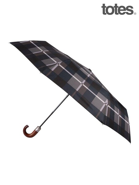 Totes Grey X-tra Strong Automatic Eco-Brella Crook Handle Umbrella (AG5028) | £32