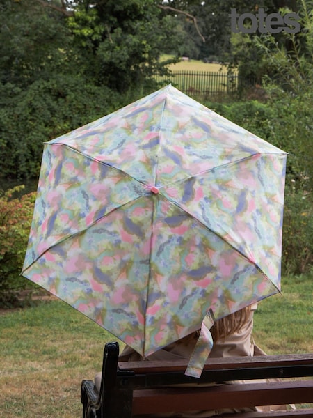 Totes Pink Compact Flat Eco-Brella Umbrella (AG5037) | £22