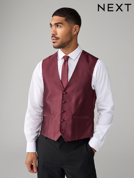 Dark Red Textured Silk Waistcoat (AG5171) | £55