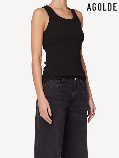 AGOLDE Black Signature Rib Poppy Tank (AG5239) | £120