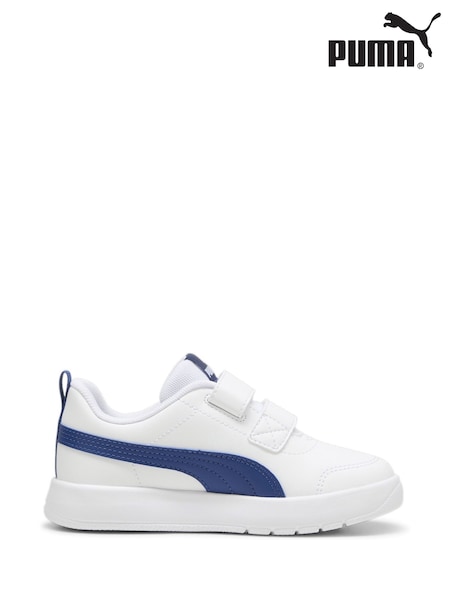 Puma White cream Boys Courtflex V3 Sneakers (AG5255) | £26
