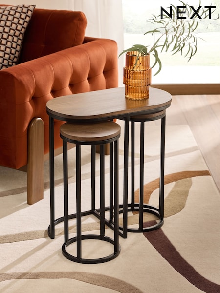Dark Natural Lloyd Mango Wood Nest of 3 Tables (AG5292) | £299