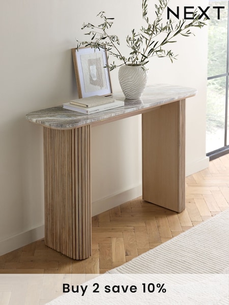 Natural Valencia Marble and Mango Wood Console Table (AG5304) | £550