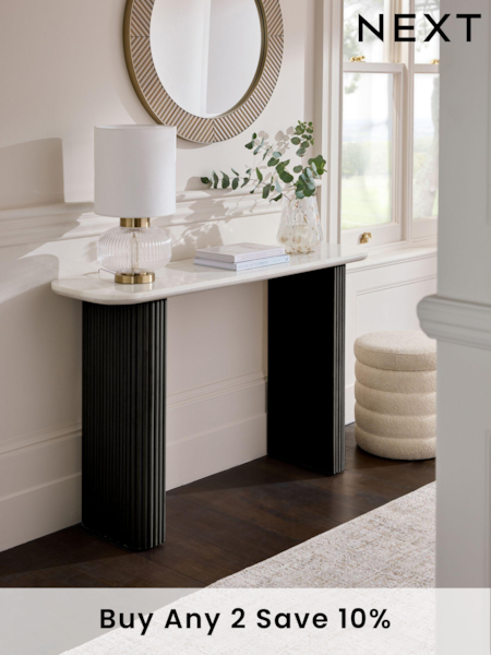 Black Valencia Marble and Mango Wood Console Table (AG5305) | £550