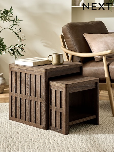 Dark Hoxton Textured Front Set of 2 Nest of Tables (AG5316) | £275