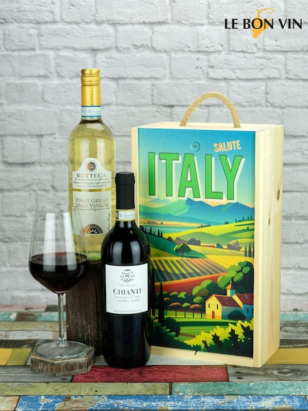 Le Bon Vin Italian Wines 2 Bottle Wooden Gift Box (AG5360) | £42