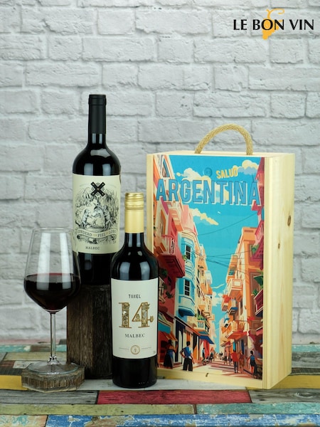 Le Bon Vin Argentinian Malbec 2 Bottle Wooden Gift Box (AG5361) | £51