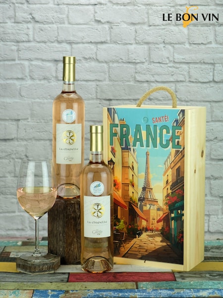 Le Bon Vin French Provence Rosé 2 Bottle Wooden Gift Box (AG5364) | £50