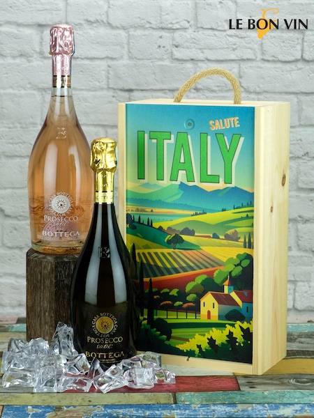 Le Bon Vin Italian Prosecco 2 Bottle Wooden Gift Box (AG5366) | £51