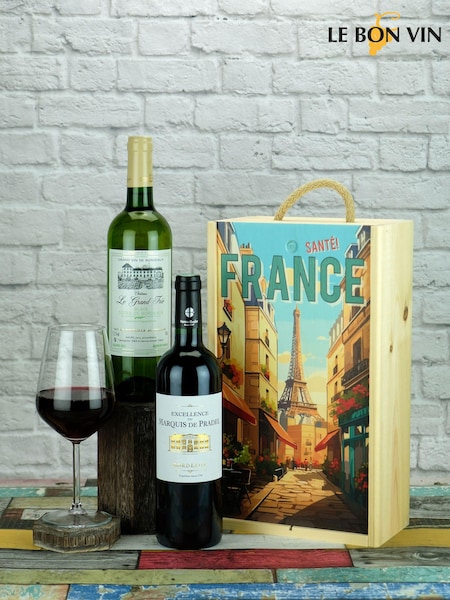 Le Bon Vin French Bordeaux 2 Bottle Wooden Gift Box (AG5377) | £48