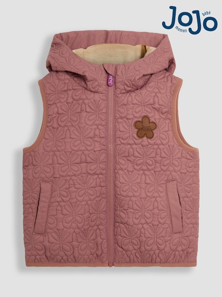 JoJo Maman Bébé Pink Butterfly Quilted Puffer Gilet (AG5630) | £35.50 - £37.50