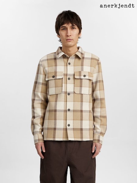 Anerkjendt Stone Akoscar Heavy Twill Check Overshirt (AG5641) | £120