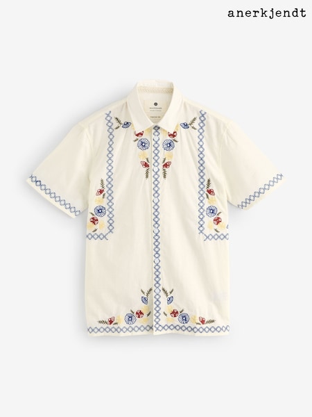 Anerkjendt Cream Theo Cross Stitch 100% Cotton Shirt (AG5651) | £75