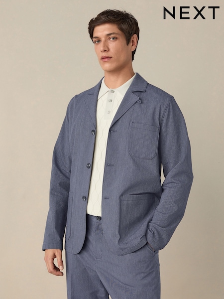Navy Slim Fit Seersucker Stripe Jacket (AG5778) | £59