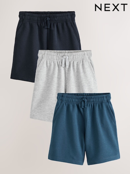 Navy/Blue/Grey Sporty Fit Basic Shorts 3 Pack (3-16yrs) (AG5824) | £18 - £33