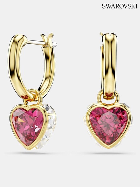 Swarovski Red Heart Gold-Tone Plated Chroma Drop Earrings (AG5905) | £89