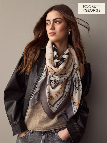 Rockett St George Ecru Daia Satin Scarf (AG5968) | £20