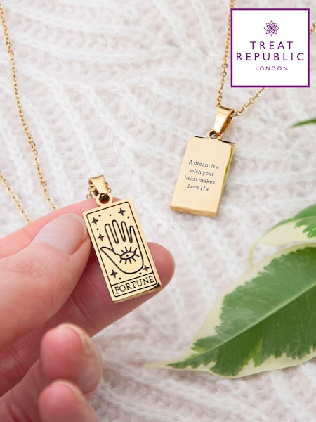 Personalised Fortune Tarot Card Necklace by Treat Republic (AG5975) | £24