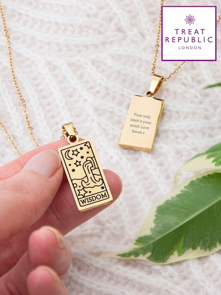 Personalised Wisdom Tarot Card Necklace by Treat Republic (AG5978) | £24