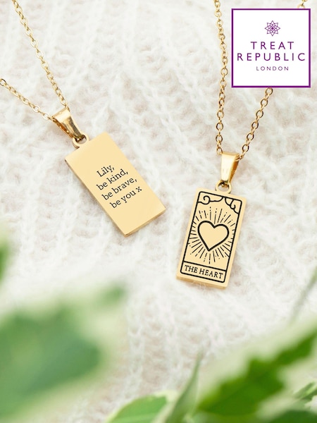 Treat Republic Personalised Plated Heart Tarot Card Necklace (AG5985) | £24