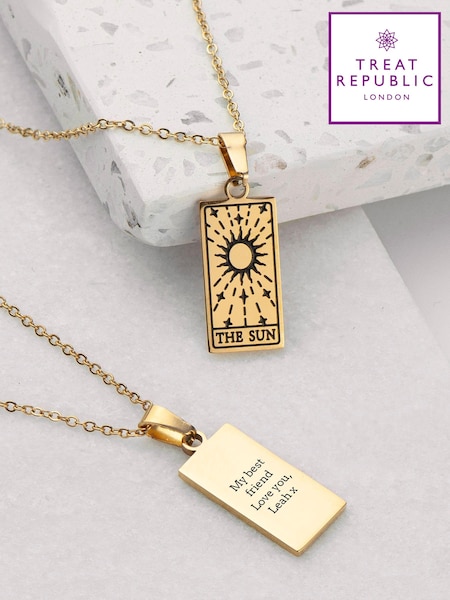 Treat Republic Personalised Gold Plated Sun Tarot Card Necklace (AG5986) | £24
