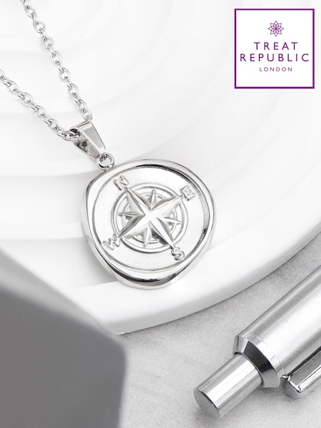 Mens Personalised Compass Amulet Necklace by Treat Republic (AG5987) | £35