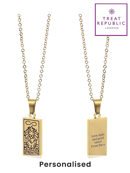 Personalised Strength Tarot Card Necklace by Treat Republic (AG5988) | £24