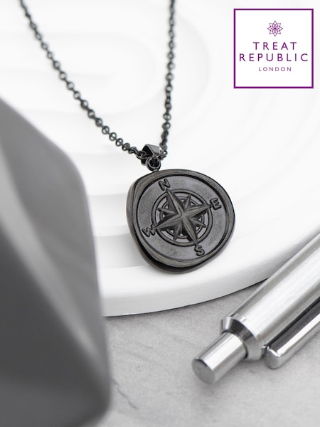 Mens Personalised Compass Amulet Necklace by Treat Republic (AG5989) | £35