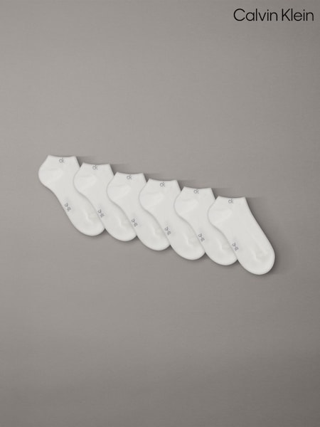 White - Regular Calvin Klein Logo Trainer Socks 6 Pack