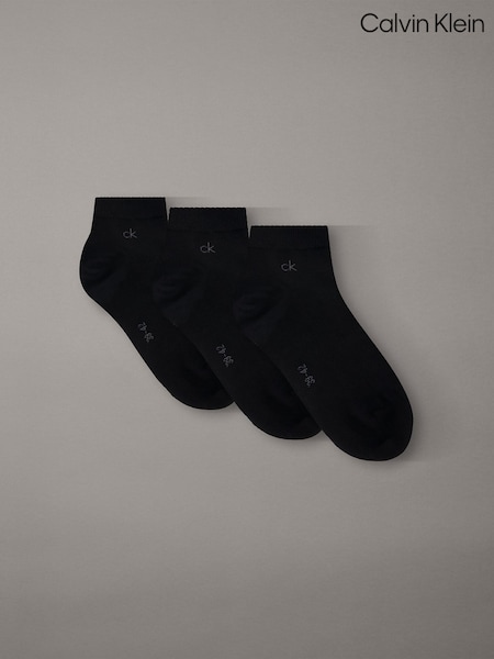 Black - Regular Calvin Klein Soft Cotton Stretch Ankle Socks 3 Pack