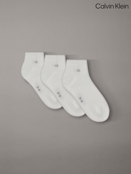 White - Regular Calvin Klein Soft Cotton Stretch Ankle Socks 3 Pack