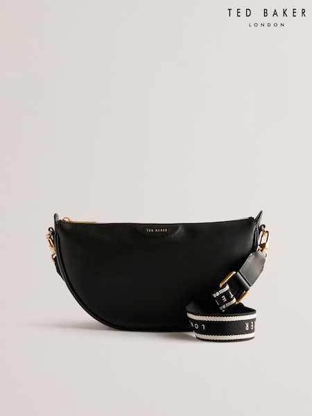 Ted Baker Black Essina Webbing Leather Half Moon Crossbody Bag (AG7000) | £129