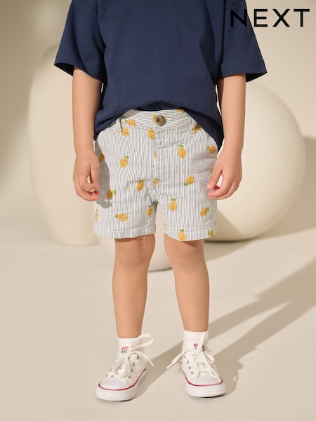 Ticking Stripe with Lemon All Over Printed Chinos Shorts (3mths-7yrs) (AG7146) | £8 - £10