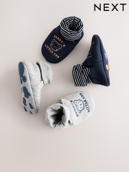 Blue Mummy And Daddy Baby Booties Socks 2 Pack (0-24 months) (0-2mths) (AG7189) | £9