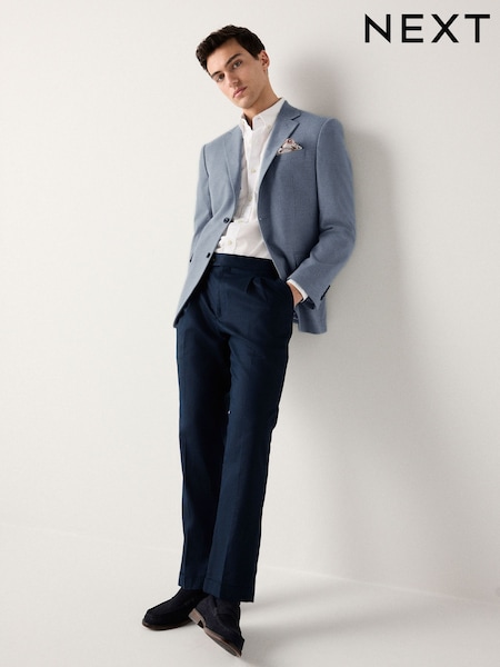 Blue Slim Fit Soft Touch Textured Jersey Blazer (AG7287) | £79
