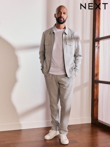 Light Grey Co-ord Jersey Shacket & Trousers 2 Pack Set (AG7289) | £80