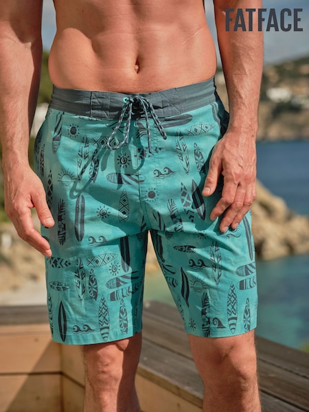 FatFace Camber Green Surf Swim Shorts (AG8158) | £45