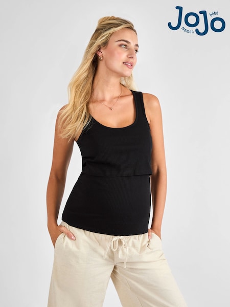 JoJo Maman Bébé Black Ribbed Maternity & Nursing Vest (AG8170) | £19