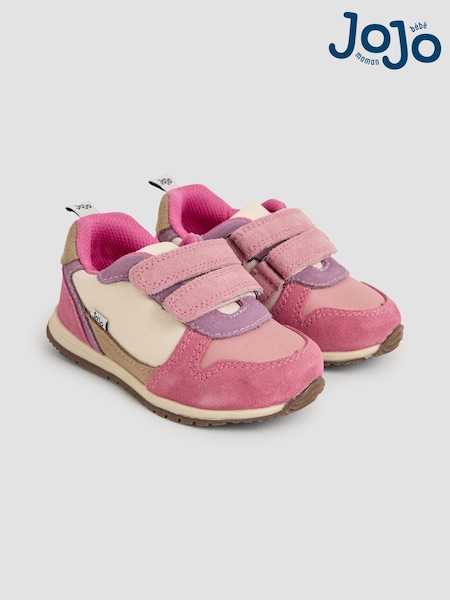 JoJo Maman Bébé Pink Colourblock Riptape Trainer (AG8204) | £28.50 - £30.50