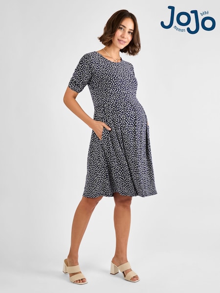 Jojo Maman Bébé Blue Double Layer Maternity & Nursing Jersey Dress (AG8205) | £42.50