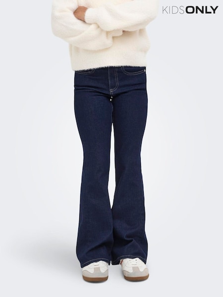 Blue - Only Kids Regular Waist Flared Jeans With Stretch