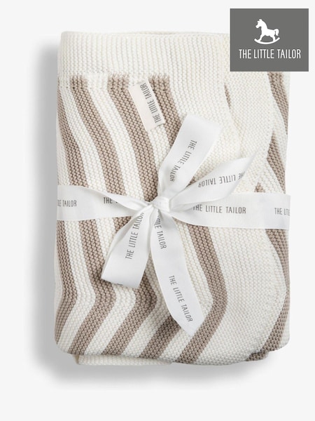 The Little Tailor Baby Chevron Design 100% Cotton Knitted Shawl (AG8397) | £36