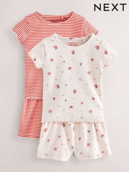 Red Ribbed Top and Shorts Set 2 Pack (3mths-7yrs) (AG8675) | £19 - £23